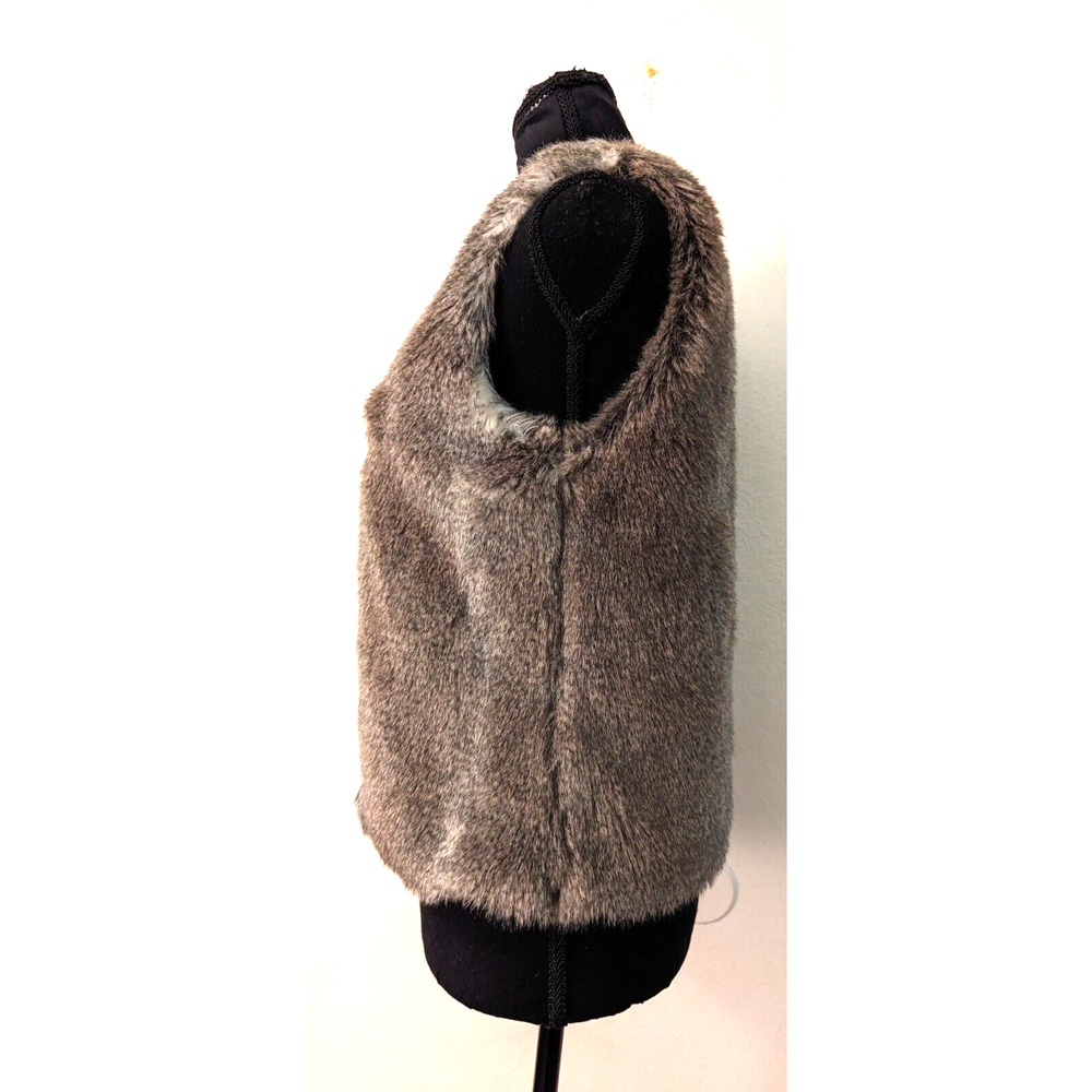 Talula sz S Faux Fur Vest lined soft browns gray ivory 1959 - Picture 2 of 4